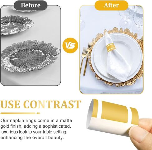 200Pcs Upgrade Lengthened Paper Napkin Band,Napkin Ring Self Adhesive, Silverware Wraps Bands Bulk for Rolling Silverware Table Setup Wedding Event Party Supply (Gold, Large) in Saudi Arabia
