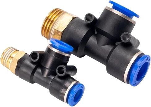 10PCS PD Pneumatic Quick Connector Connection T Type 4 6 8 10 12mm-(M5" 1/8" 1/4" 3/8" 1/2") Tee Threaded Fitting(PD12-01) in Saudi Arabia