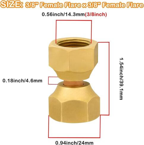High Temperature Sturdy Brass Female Flares Swivels Nut Adapter 3/8Inch Threaded for Air Liquid Petroleum Lines in Saudi Arabia