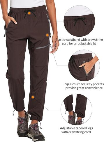 baleaf Women's Petite Hiking Pants Lightweight Quick Dry Water Resistant Cargo Pants 27'' Inseam for All Seasons Suntan Size M in Saudi Arabia