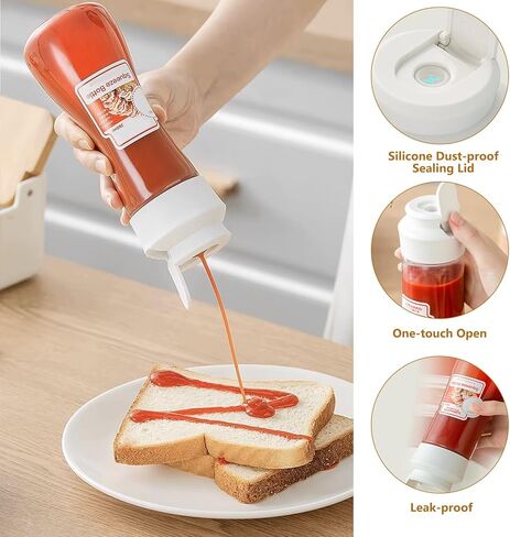 3 زجاجات الضغط على حزمة ، 12 أوقية ، مع أغطية ، مثالية للصلصات ، الضمادات ، الشواء ، الكاتشب ، والمزيد in Kuwait