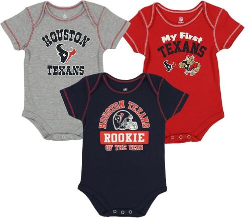 Outerstuff NFL Houston Texans Newborn Baby and Infant Short Sleeve Bodysuit 3-Pack, Logo 2, 18m in Saudi Arabia