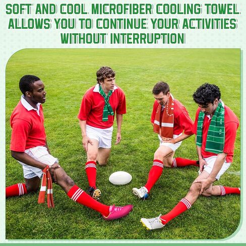 24 Pcs Sports Cooling Towels Baseball Basketball Softball 40 x 12 Inch Breathable Soccer Football Volleyball Microfiber Ice Towel Fast Drying for Sport Party Favors Team Gift(Green,Football) in Saudi Arabia