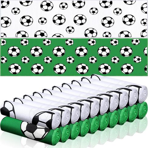 24 Pcs Sports Cooling Towels Baseball Basketball Softball 40 x 12 Inch Breathable Soccer Football Volleyball Microfiber Ice Towel Fast Drying for Sport Party Favors Team Gift(Green,Football) in Saudi Arabia