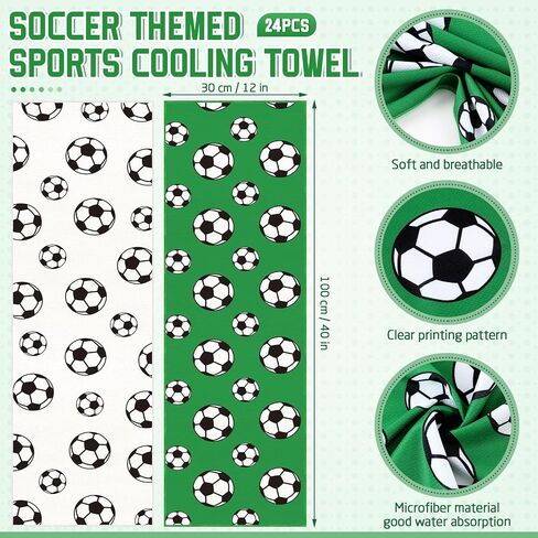 24 Pcs Sports Cooling Towels Baseball Basketball Softball 40 x 12 Inch Breathable Soccer Football Volleyball Microfiber Ice Towel Fast Drying for Sport Party Favors Team Gift(Green,Football) in Saudi Arabia