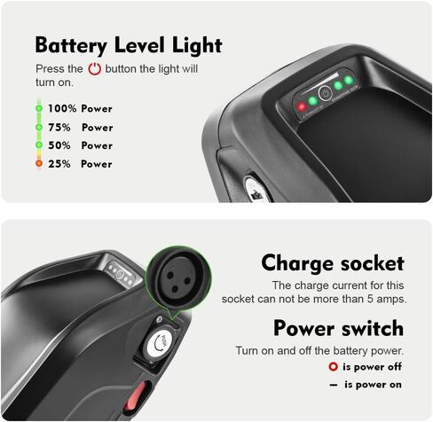 36V Bike Battery 36V 17Ah Ebike Battery 250W 350W 500W 750W 1000W Electric Bike Battery with Charger 4Pins Connector Bullet Adapter 20A BMS with USB in Saudi Arabia