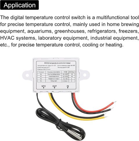 Meccanixity 2 Pack XH-W3002 10A AC 110-220V LED درجة حرارة التحكم في درجة حرارة الحرارة التدفئة وتبديل التبريد لمزرعة الدفيئة الثلاجة in Kuwait