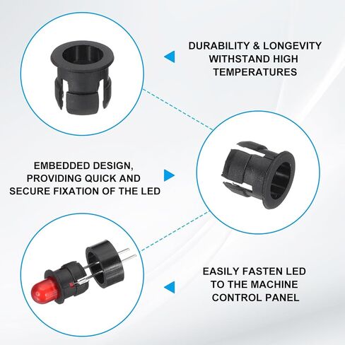PATIKIL 5mm Emitting Diode Holder Kit, 50Pcs Plastic LED Holder Flat Clip Circle Cover Mounting Bracket Accessories for Lamp Bulb Bezel Mount Panel LED Display, Black in Saudi Arabia