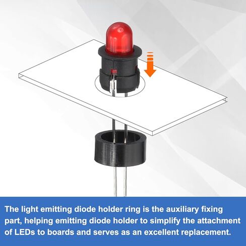 PATIKIL 5mm Emitting Diode Holder Kit, 50Pcs Plastic LED Holder Flat Clip Circle Cover Mounting Bracket Accessories for Lamp Bulb Bezel Mount Panel LED Display, Black in Saudi Arabia