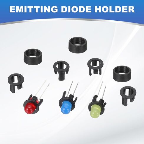 PATIKIL 5mm Emitting Diode Holder Kit, 50Pcs Plastic LED Holder Flat Clip Circle Cover Mounting Bracket Accessories for Lamp Bulb Bezel Mount Panel LED Display, Black in Saudi Arabia