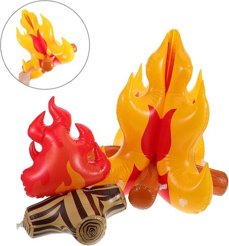ARTIBETTER 2Pcs Inflatable Campfire Prop Lightweight Artificial Fire Flame for Outdoor Parties and Camping Decorations Durable Material for Birthday Events in Saudi Arabia