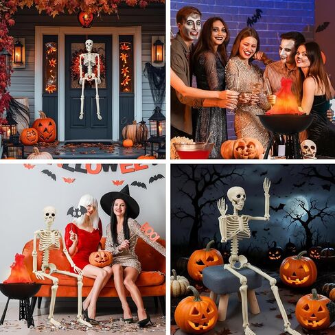 3 حزمة 35 "هياكل عظمية هالوين و 1 حزمة 3D Fire Fire Flame Lights 110V Campfire Lamp 1/2 Life Size Healdon Skeleton عظام واقعية مع مفاصل متحركة لصالح Props Parts Decor in Saudi Arabia
