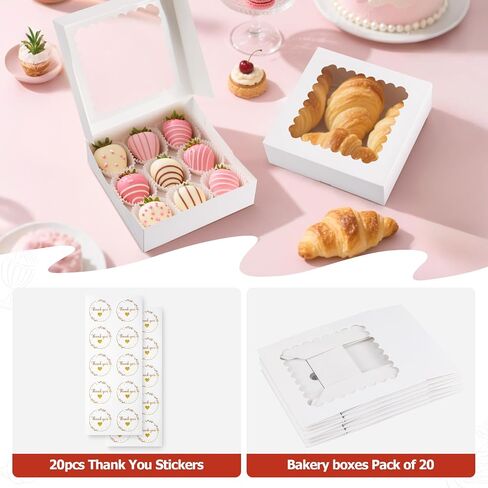 20 PCS BAKERY BAKERY مع نافذة ، صناديق علاج أبيض 8 × 8 × 8 ×. in Saudi Arabia