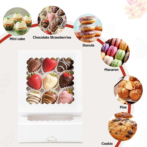 20 PCS BAKERY BAKERY مع نافذة ، صناديق علاج أبيض 8 × 8 × 8 ×. in Saudi Arabia
