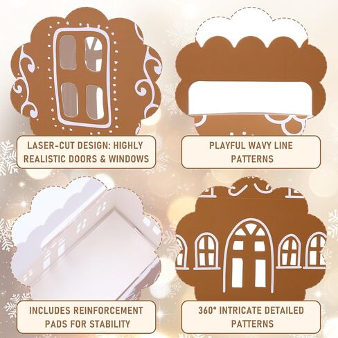 Gueevin 12 PCS Gingerbread Brown House Home Joids 10.2 X 8.7 × 5.5 بوصة in Saudi Arabia