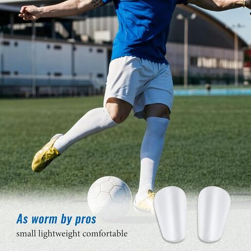 2 Pairs Soccer Small Shin Guard Extra Mini Shin Pads Light and Comfortable Tiny Protective Shinguards Equipment for Men, Women, Adults Black, White in Saudi Arabia