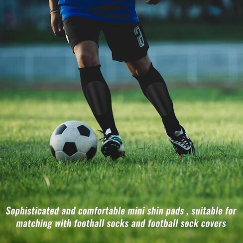 2 Pairs Soccer Small Shin Guard Extra Mini Shin Pads Light and Comfortable Tiny Protective Shinguards Equipment for Men, Women, Adults Black, White in Saudi Arabia