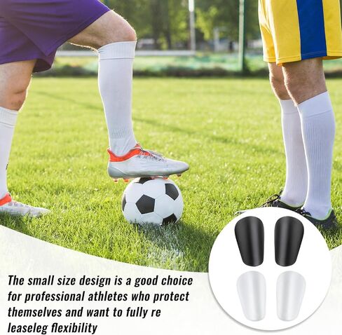 2 Pairs Soccer Small Shin Guard Extra Mini Shin Pads Light and Comfortable Tiny Protective Shinguards Equipment for Men, Women, Adults Black, White in Saudi Arabia