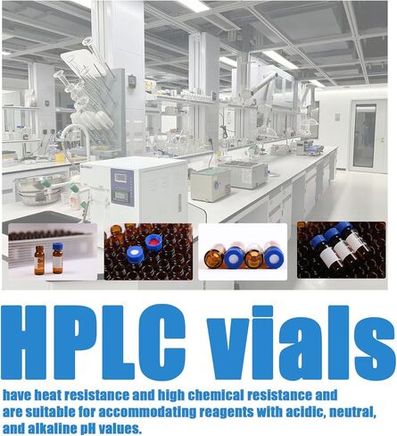 2ml Autosampler Vials, HPLC GC Vials Laboratory use,Amber, 9-425 Screw neck with PTFE/Silicone Septa, Writing Area and Graduations, Borosilicate Glass, 100-Pack in Saudi Arabia