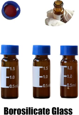 2ml Autosampler Vials, HPLC GC Vials Laboratory use,Amber, 9-425 Screw neck with PTFE/Silicone Septa, Writing Area and Graduations, Borosilicate Glass, 100-Pack in Saudi Arabia