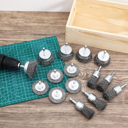 OperItacx 15 PCS Brush for Drill - Heavy Duty Stain Detive Wheel with 1/4 Inch Hex Shank لإزالة الصدأ وتجريد الطلاء وتنظيف المعادن in Kuwait