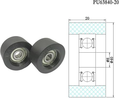 5pcs 8x40x20mm 638zz PU بكرات مطلية بكرات عالية التحميل كتم البولي يوريثان بكرات البولي يوريثان in Saudi Arabia