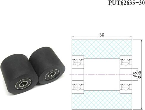 5pcs بكرة تتحرك بكرة متحركة put62635-20 المطاط ملفوف صامت النقل بو العجلة دليل المطاط الناعم الناعم (6 * 45 * 20mm) in Kuwait