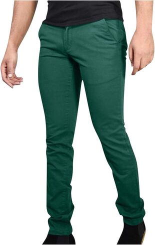 Mens Golf Pants Slim Fit Stretch - Business Casual Dress Pant Elastic Waist Button Tapered Work Trousers with Pockets in Saudi Arabia