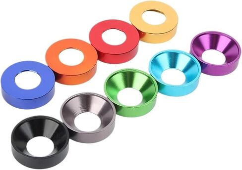 Aluminum Countersunk Washer M2 M2.5 M3 M4 M5 M6 M8 Colourful Anodized Countersunk Head Washers Gasket(Red,M5-(10Pcs)) in Kuwait