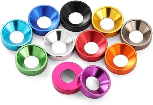 Aluminum Countersunk Washer M2 M2.5 M3 M4 M5 M6 M8 Colourful Anodized Countersunk Head Washers Gasket(Red,M5-(10Pcs)) in Kuwait