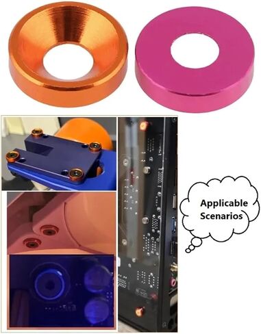 Aluminum Countersunk Washer M2 M2.5 M3 M4 M5 M6 M8 Colourful Anodized Countersunk Head Washers Gasket(Red,M5-(10Pcs)) in Kuwait