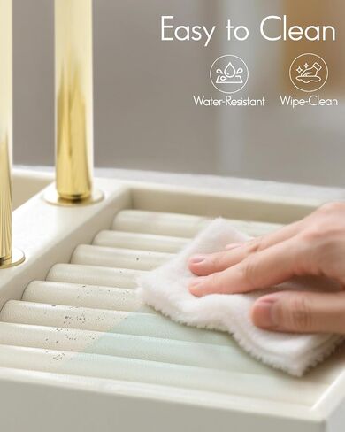 Vlando 3 Tier Necklace Holder Organizer with Tray, Leather Bracelet Holder Display for Women, Gold Jewelry Stand for Bracelet, Necklace, Earrings, Rings - Cloud White in Saudi Arabia