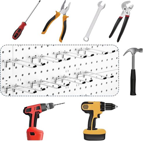16 PCS PEG Hooks for Pegboard ، خطافات Pegboard 4 بوصة ، خطافات مزدوجة Pegboard تناسب 1/4 "ثقوب pegboard ، أوتاد pegboard الثقيلة مع ترويد المطاط الأسود ، ملحقات منظم لوح الوتر للجراج in Saudi Arabia