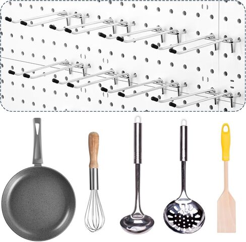 16 PCS PEG Hooks for Pegboard ، خطافات Pegboard 4 بوصة ، خطافات مزدوجة Pegboard تناسب 1/4 "ثقوب pegboard ، أوتاد pegboard الثقيلة مع ترويد المطاط الأسود ، ملحقات منظم لوح الوتر للجراج in Saudi Arabia