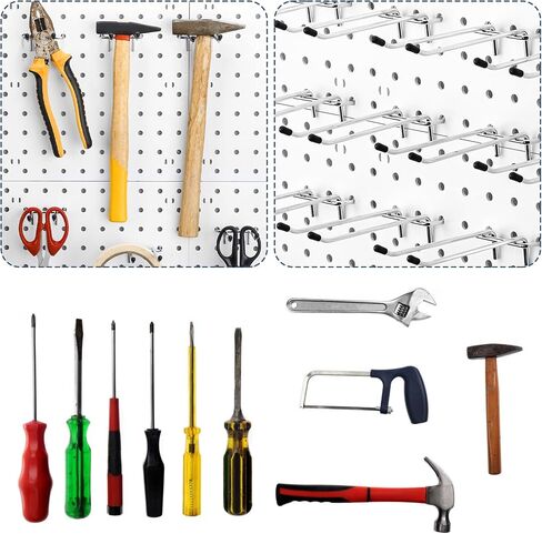 16 PCS PEG Hooks for Pegboard ، خطافات Pegboard 4 بوصة ، خطافات مزدوجة Pegboard تناسب 1/4 "ثقوب pegboard ، أوتاد pegboard الثقيلة مع ترويد المطاط الأسود ، ملحقات منظم لوح الوتر للجراج in Saudi Arabia