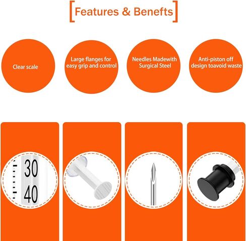 محاقن 1 سم مكعب مع 31G 5/16 "(8 مم) الإبرة 30Pack ، لوازم المختبرات ملفوفة بشكل فردي (1CC 31G 5/16" -30Pack) in Kuwait