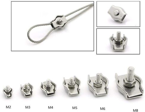 4pcs M6 1-Post Wire Rope Clip Stainless Steel Wire Rope Clips Fixing Simplex Wire Rope Clip Cable Clamp Caliper in Saudi Arabia