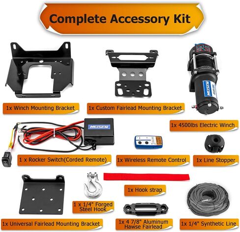 WEISEN 4500LB مجموعة WINCH KIT W/Rocker Switch و Winch Mount متوافق مع Polaris RZR XP 1000/900 Trail/Turbo/General 1000 XP 2015-2025 (لا تتناسب مع RZR XP 1000 2024) ، Hawse Fairlead and Stopper in Kuwait