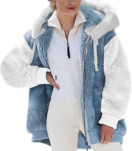 Bidobibo fuzzy Fleece Jackets for Women 2025 Winter Warm Faux Fur Fur Coats بالإضافة in Kuwait