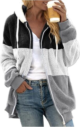 Bidobibo fuzzy Fleece Jackets for Women 2025 Winter Warm Faux Fur Fur Coats بالإضافة in Kuwait