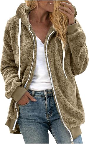 Bidobibo fuzzy Fleece Jackets for Women 2025 Winter Warm Faux Fur Fur Coats بالإضافة in Kuwait