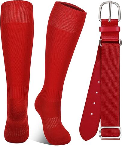 Baseball Socks and Softball Belts Combo Adjustable Elastic Belt Athletic Sock Moisture-Wicking for Youth in Saudi Arabia