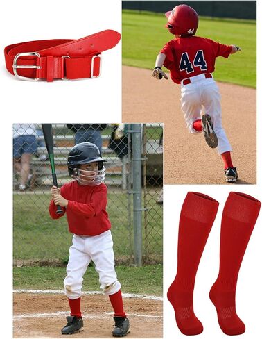 Baseball Socks and Softball Belts Combo Adjustable Elastic Belt Athletic Sock Moisture-Wicking for Youth in Saudi Arabia