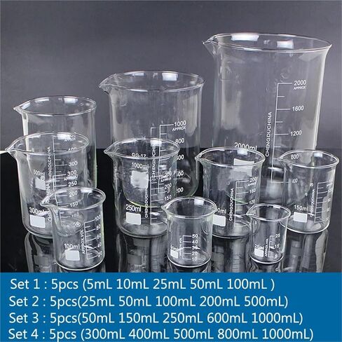 1 set of borosilicate glass laboratory cups, all sizes, chemical experiments, laboratory equipment, all sizes (5000mL 1 piece) in Saudi Arabia