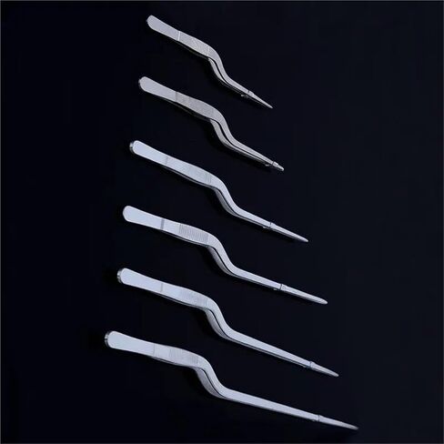 5pcs/10pcs Stainless Steel Spear-shaped Curved Tweezers 14/16/20/23/26/30cm Thickened Tweezers for Laboratory Use(26cm 5pcs) in Saudi Arabia
