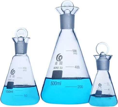Iodine flask with cap High borosilicate three-angle flask with iodine plug value Laboratory equipment(150ml) in Saudi Arabia