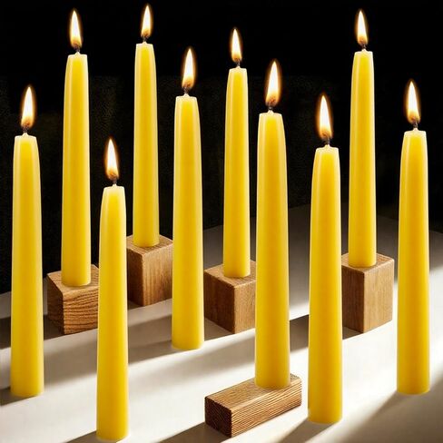 12pcs شمعيات Beeswax Taper ، 7 بوصة شموع شمع العسل النقي الخالصة ، و 7 ساعات تدوم شموع التأمل المحترقة ، شمعة شمع النحل للتأمل في صلاة المنزل (12 ، أصفر) in Kuwait