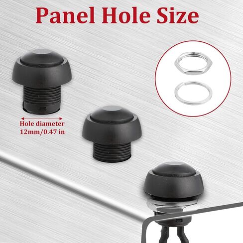5 Pieces 1/2"/12mm Black Shell Round Pre-Wired Push Button Switches, Waterproof Momentary Switch 2 Pins Mounting Hole On/Off Wired Cabled Push Button Starter Switch in Saudi Arabia