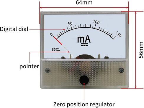 DC/AC Milliammeter Pointer Type Mechanical Meter Current قياس 1 ~ 1000ma حفرة 50 مم 1pcs (85L1 AC ، 2MA) in Kuwait