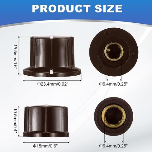 MECCANIXITY Guitar Effect Pedal Knob Set, 5/8" 13/32" Plastic Brass Insert Electric Guitar Knobs for Amplifier Guitar Bass Volume Control,Brown in Saudi Arabia